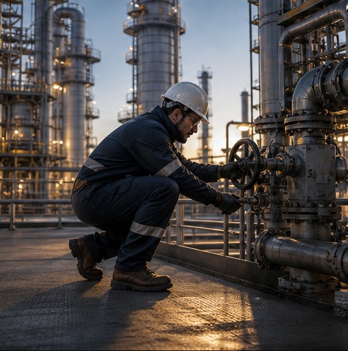 Oil & Gas worker wearing safety footwear