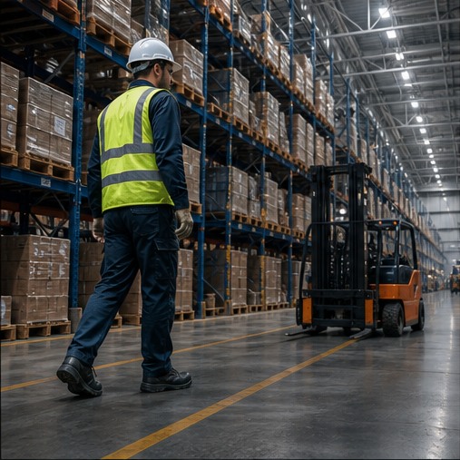 Warehouse & Logistics worker wearing safety footwear